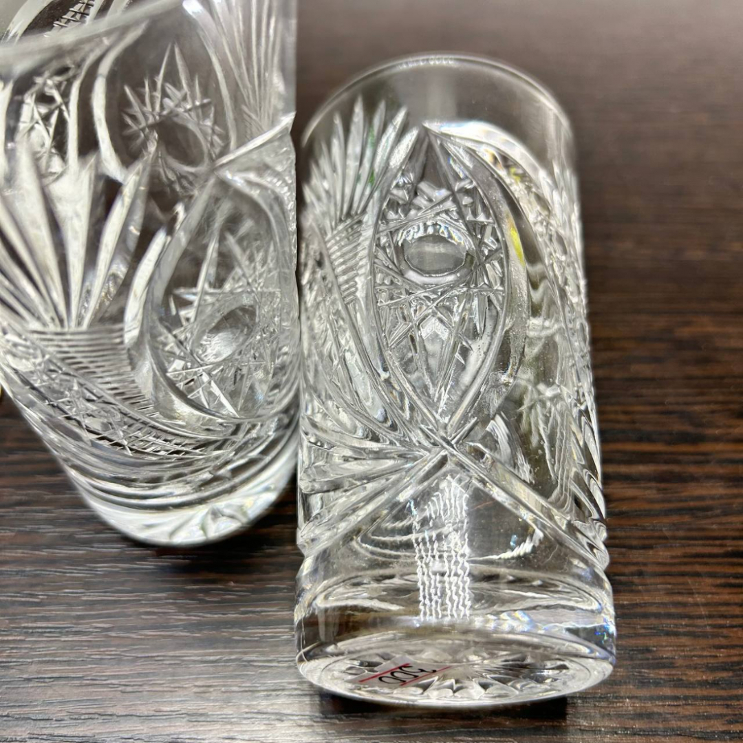 Стаканы из хрусталя для холодных напитков, рисунок от формы. Винтаж, СССР. Цена за 1шт. Картинка 3